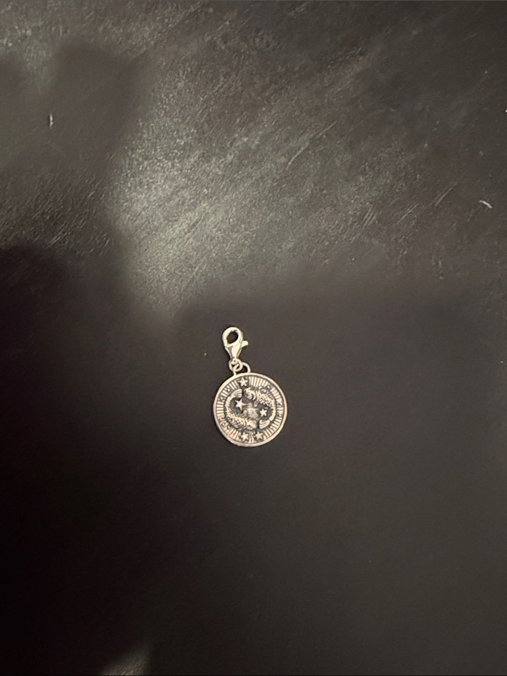 Sterling Silver Pisces Coin Charm Pendant
